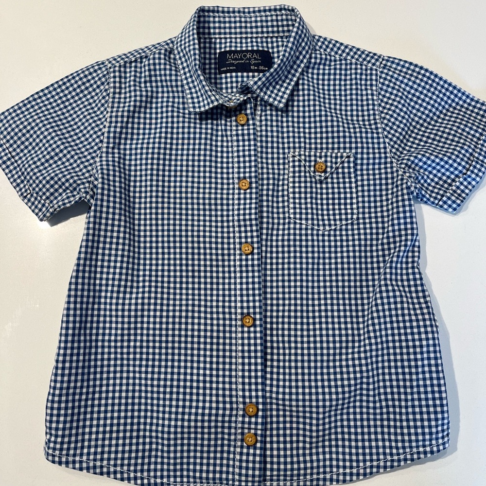 Mayoral 18mo short sleeve button down toddler shirt EUC